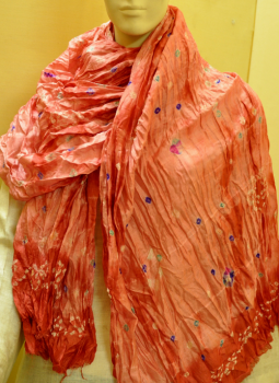Stoles and Dupattas,Indiacraft,Bandhej-Tie & Dye-Pink Silk (40gm) (BTDPSD)