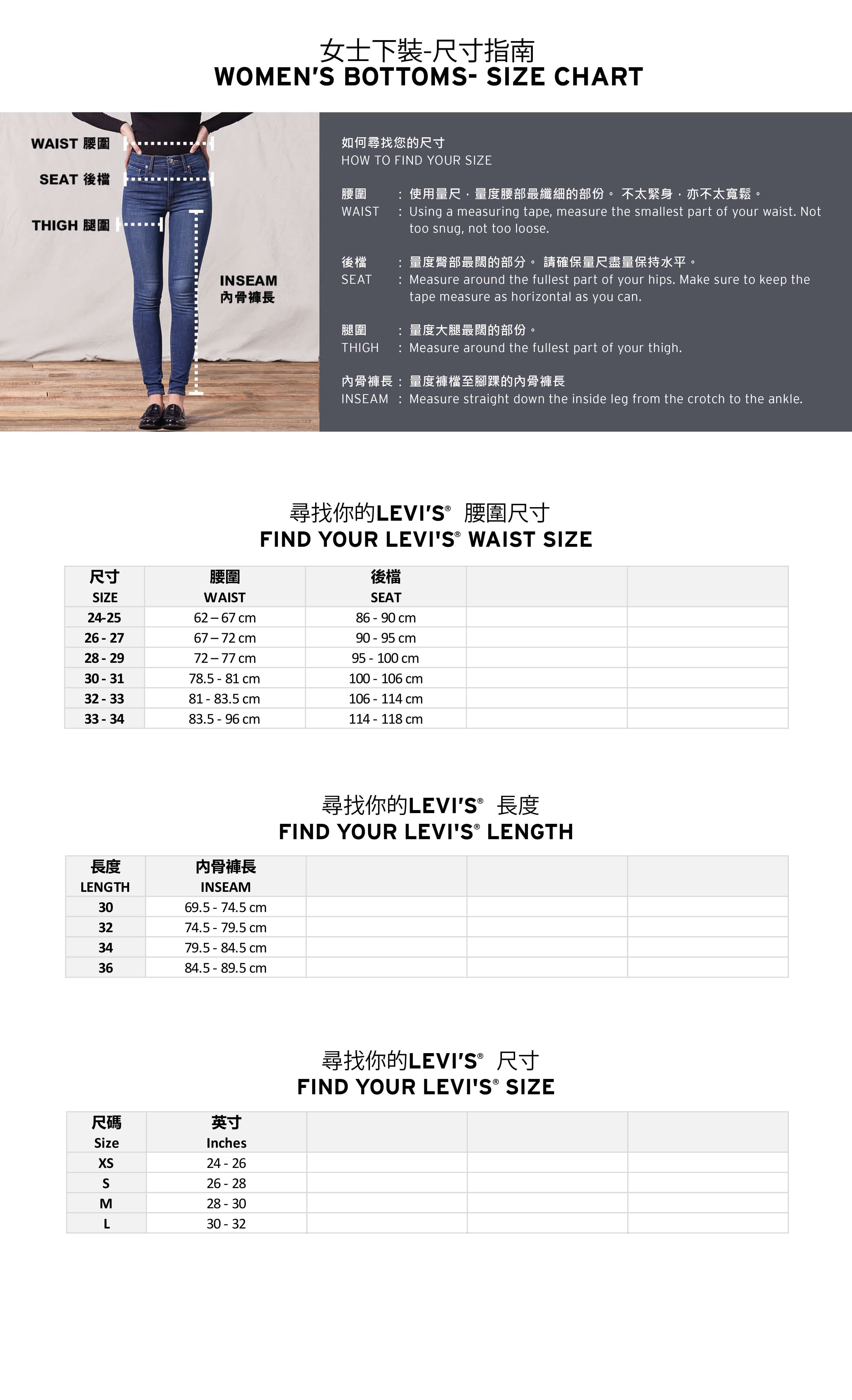 levi's 721 size guide