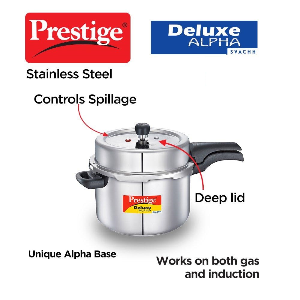  SS Deluxe Alpha Svachh Stainless steel Pressure Cooker 8 L